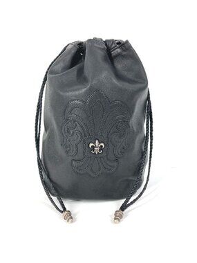 Chrome Hearts Handbag BS Drawstring Purse Leather Black